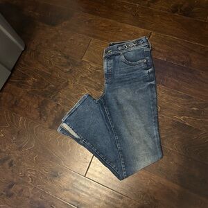 EXPRESS Skyscraper Mid Rise Blue Jeans w/metal buckles